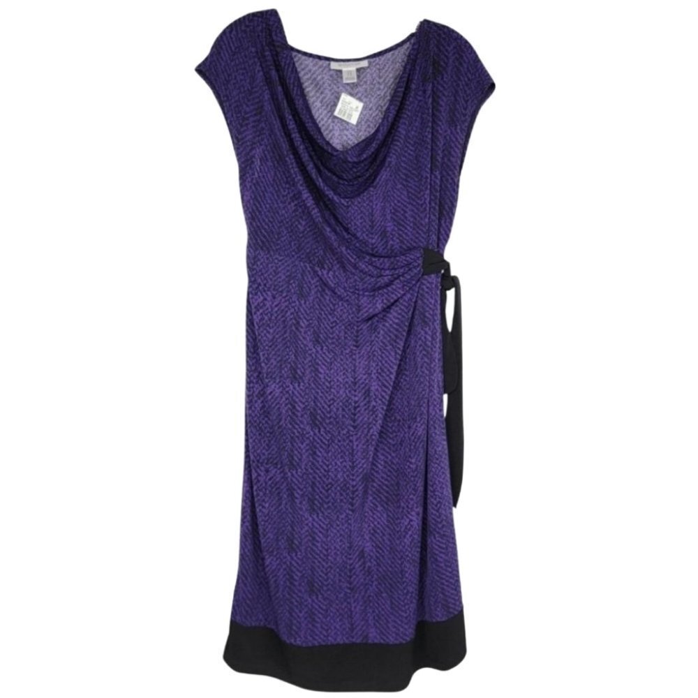 Motherhood Maternity Midi Sheath Dress Size Medium Purple Black Herringbone New